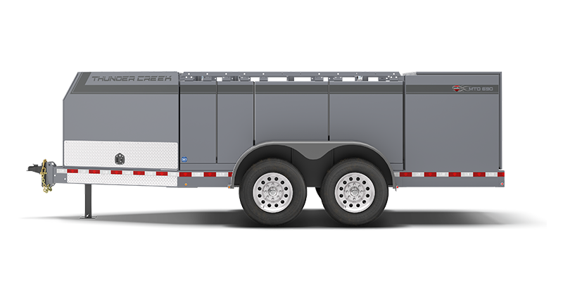 Multi tank fuel trailer fits 690 gallons of liquid parked in side view